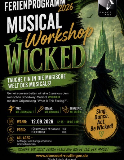 Flyer Workshop Musical Wicked bei DanceArt